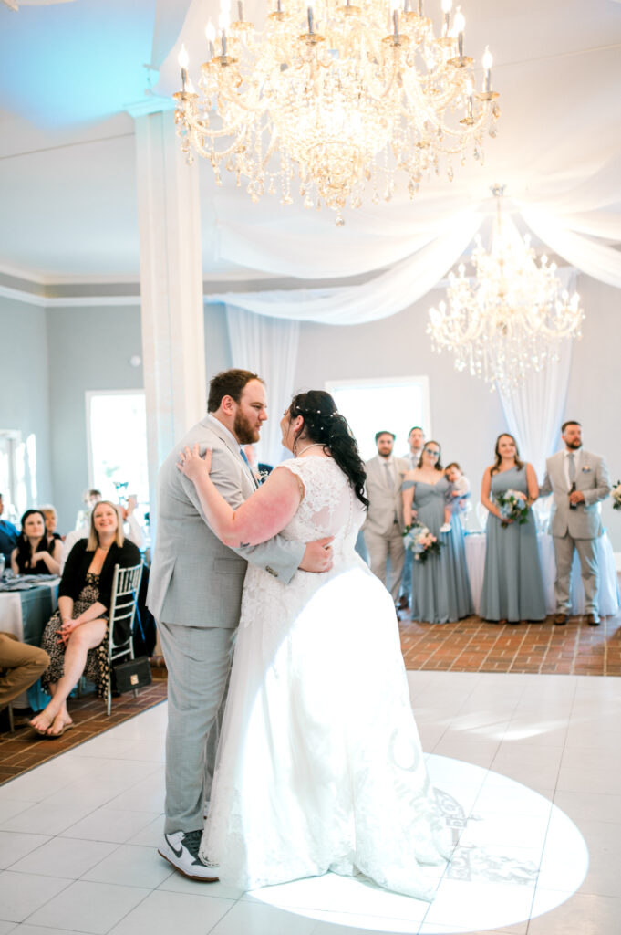 Bride and groom dance at wedding reception dance hall at Northern Virginia wedding venues